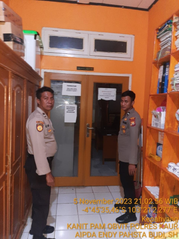 Tingkatkan Kewaspadaan Terhadap Gangguan Kamtibmas, Polres Kaur Patroli di KPUD 