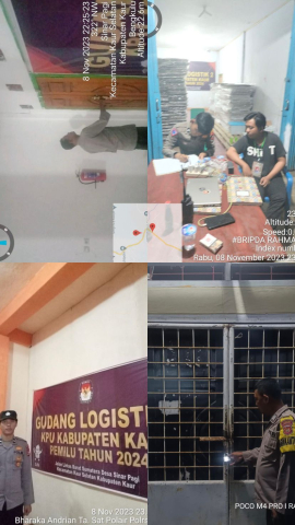 Rutin Patroli,  Personel Piket Satgas Preventif OMB Polres Kaur Jaga dan Cek Gudang Logistik KPU 