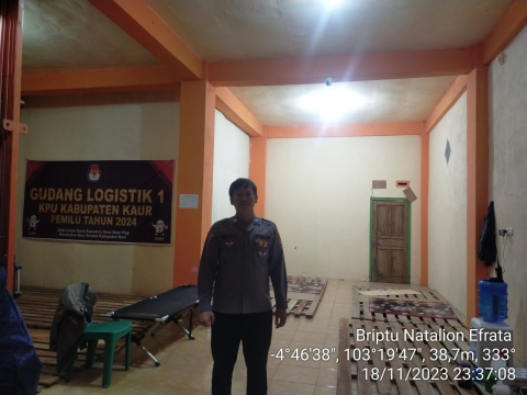 Polres Kaur Laksanakan Kegiatan Piket Anggota Satgas Preventif Operasi OMB di Gudang Logistik 1 KPU Kaur