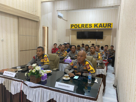 Polres Kaur Ikuti Anev Mingguan Quick Wins Presisi TW IV Tahun 2023