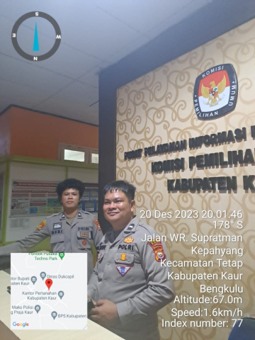 Operasi Mantap Brata Nala Polres Kaur Patroli Pengamanan di KPUD Kaur 