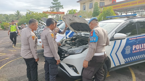 Dukung Keamanan dan Ketertiban Pelaksanaan Pemilu 2024, Polres Kaur Cek Kendaraan Dinas