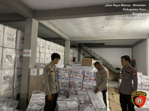 Patroli OMB, Polres Kaur Patroli Pengamanan di Gudang Logistik 