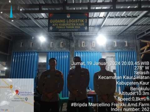 Waspada dan Peduli Lingkungan, Personel Piket Satgas Preventif OMB Polres Kaur Patroli Gudang Logistik