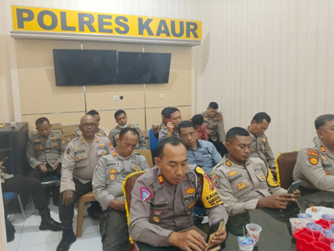 Polres Kaur Ikuti Kegiatan Zoom Meeting Sosialisasi Teknis Panduan Program Beyond Trust Presisi TW I Tahun 2024