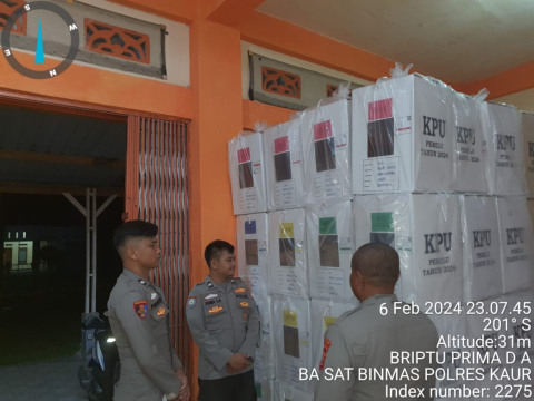 Cegah Ancaman dan Gangguan Keamanan, Personle Satgas Preventif OMB Polres Kaur Patroli Gudang Logistik KPU