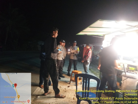 Polsek Kaur Tengah Patroli Dialogis Antisipasi 3C dan Premanisme di Objek Vital