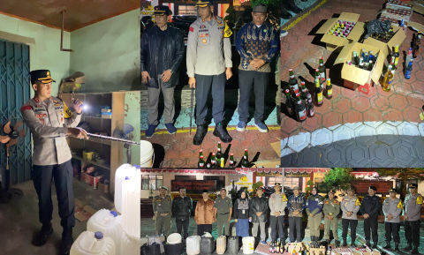 Kapolres RL Pimpin Razia Miras dan Gerebek Rumah Produksi Tuak dan Arak
