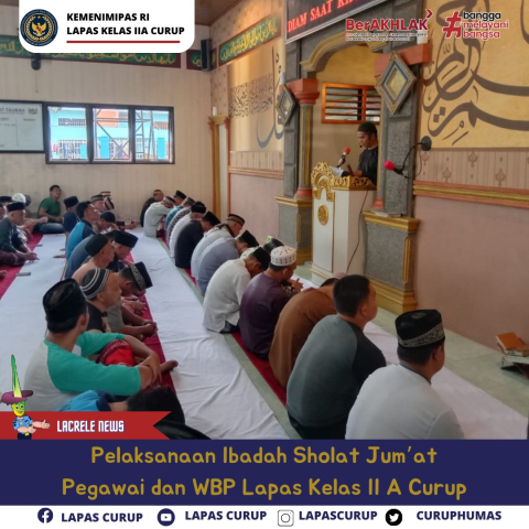 Masjid di Lapas Curup Diramaikan Warga Binaan Dengan Shalat Jumat Berjamaah