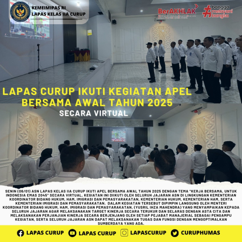 Awal Tahun, Lapas Curup Ikuti Apel Bersama Secara Virtual