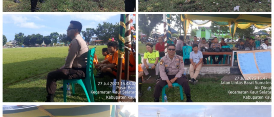 Hari ke 4 Turnamen Sepak Bola Antar Desa Kecamatan Kaur Selatan, 43 Personel Polres Kaur Serta 10 Personel BKO Brimob Nusuk Lakukan Pengamanan