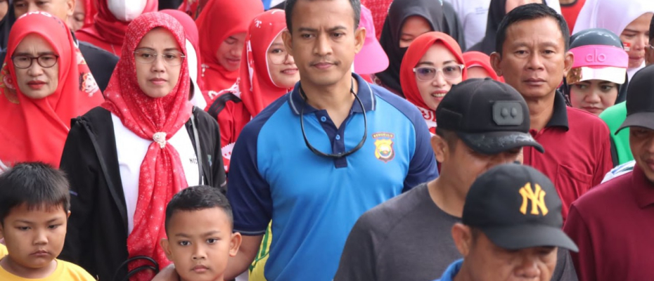 Polres Kaur Ikuti Kegiatan Jalan Santai Perayaan HUT Kemerdekaan RI ke 78 