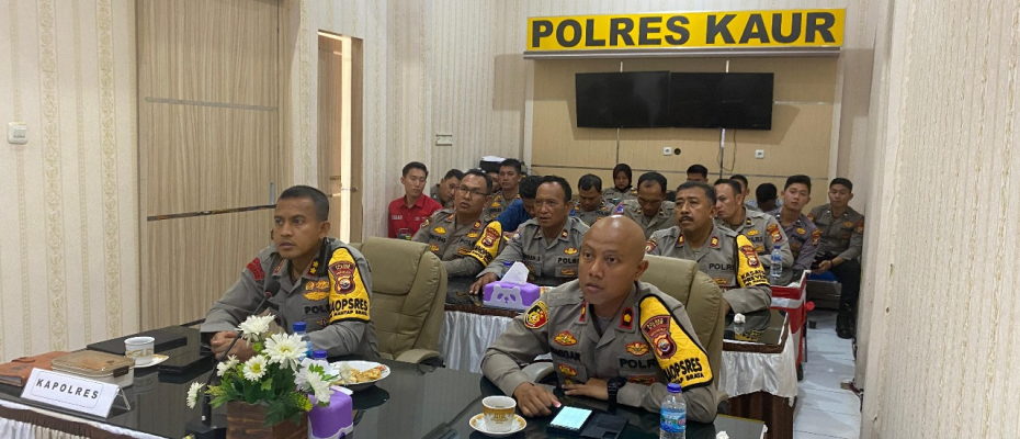 Polres Kaur Ikuti Anev Mingguan Quick Wins Presisi TW IV Tahun 2023