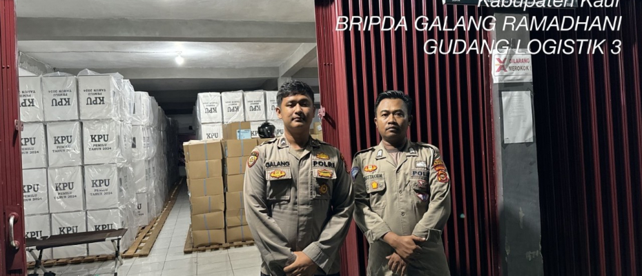 Personel Piket Polres Kaur Gelar Pengamanan di Gudang Logistik 