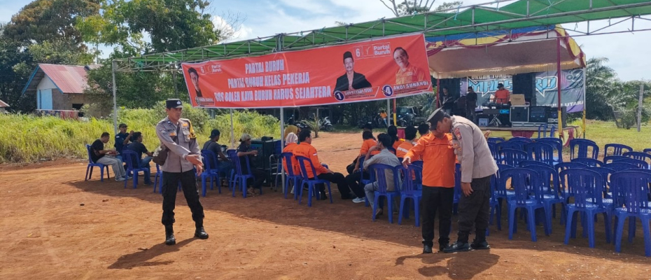 Polsek Lais Laksanakan Monitoring dan Pengamanan Peresmian Posko Orange dan Penyampaian Visi Misi Partai Buruh