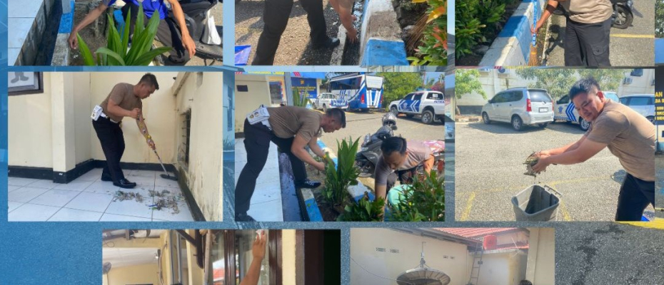 Ciptakan Lingkungan Bersih dan Nyaman, Satlantas Polres Kaur Laksanakan Kegiatan Bersih-Bersih Mako  
