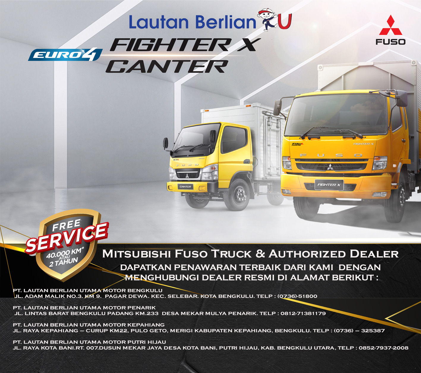 Mitsubishi Fuso Truck & Authorized Dealer, "Dapatkan Penawaran Terbaik dari Kami dengan Menghubungi Dealer Resmi"
