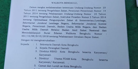 Surat Intruksi Wai Kota Bengkulu