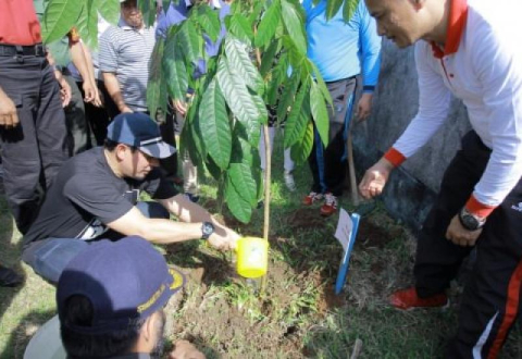 Dedy Wahyudi melaksankan kegiatan penanam pohon di Kecamatan selebar.