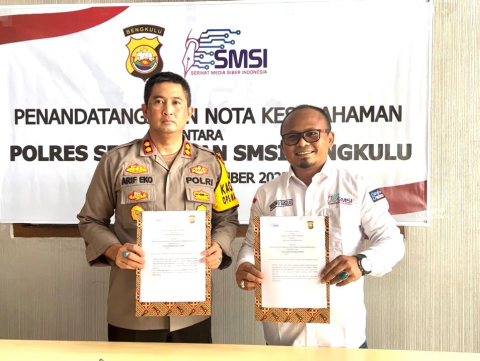 Sinergi Ciptakan Pemilu Damai, Polres Seluma dan SMSI Teken MoU 