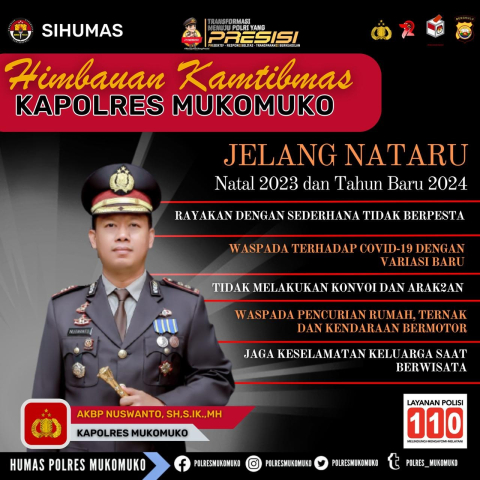 Kapolres Mukomuko Beritahu Lokasi Posyan Hingga Berikan Tips Aman Jalani Liburan Natal dan Tahun Baru