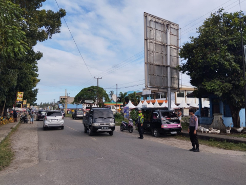 Antisiapasi Kemacetan, Sat Lantas Polres Kaur Atur Lalin di Pasar Ta'jil 