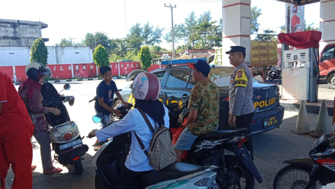 Patroli di SPBU, Personel Polsek Kaur Selatan Sampaikan Imbauan Kamtibmas 
