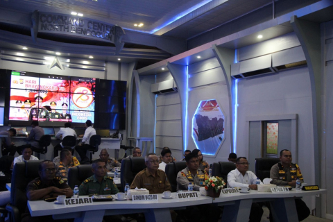 Kapolres Bengkulu Utara Ikuti Vicon  Upacara Pembinaan Tradisi Peringatan Hari Bhayangkara Yang Ke-78 dan Rangkaian Syukuran Hari Bhayangkara 