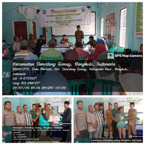 Personel Bhabinkamtibmas Polsek Kaur Tengah Lakukan Pengamanan Sekaligus Monitoring Kegiatan Pembagian BLT Dana Desa