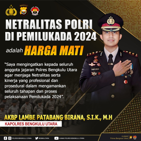 Kapolres Bengkulu Utara Tegaskan Netralitas Polri di Pemilukada 2024 "Harga Mati"