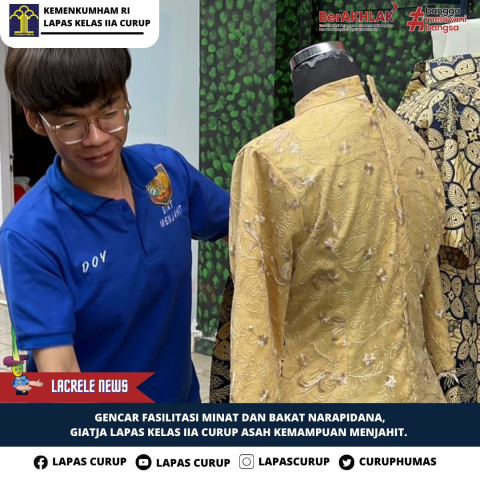 Upaya memaksimalkan Pembinaan Kemandirian WBP, Lapas Curup Fasilitasi Kegiatan Menjahit