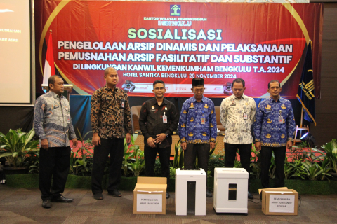 Kemenkumham Bengkulu Gelar Sosialisasi Pengelolaan Arsip Dinamis dan Pelaksanaan Pemusnahan Arsip Fasilitatif dan Substantif
