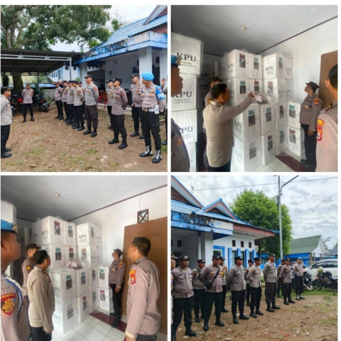 Polsek Ratu Agung Apel Konsolidasi Piket Jaga dan Pengecekan Kotak Suara Logistik Pilkada di Kantor Kecamatan Ratu Agung