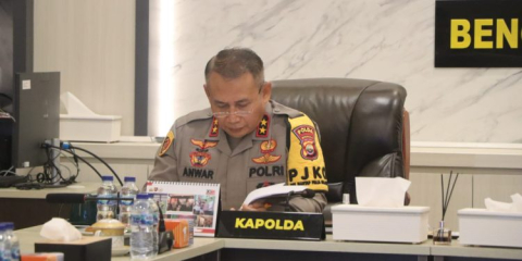Kapolda Bengkulu Ikuti Vicon Persiapan Operasi Mantap Praja Nala 2024