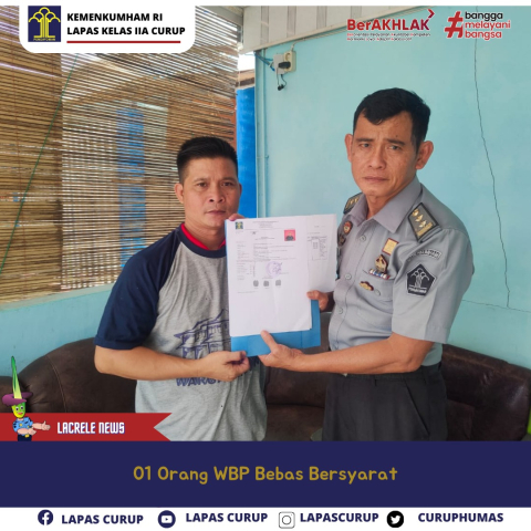 Lapas Curup Berikan Satu Warga Binaan Bebas Bersyarat, Ini Prosedurnya