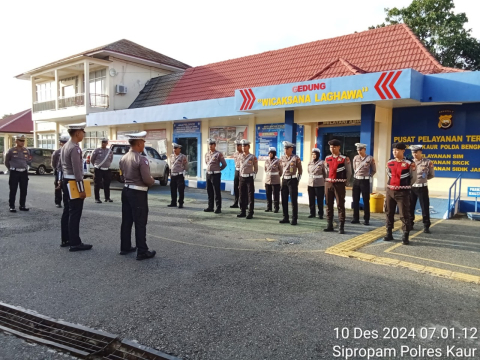 Polres Kaur Gelar Apel Pagi untuk Sat Lantas dan Regu Patroli Sat Samapta