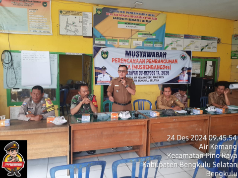 Bhabinkamtibmas Polsek Pino Raya Hadiri Musrenbangdes 2026 di Desa Air Kemang