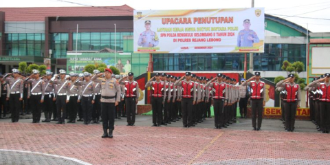 Polres Rejang Lebong Gelar Apel Penutupan Latihan Kerja Diktukba Polri Gelombang II T.A 2024 SPN 