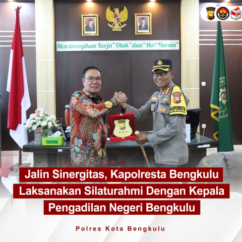 Jalin Sinergitas, Kapolresta Bengkulu Laksanakan Silaturahmi Dengan Kepala Pengadilan Negeri Bengkulu