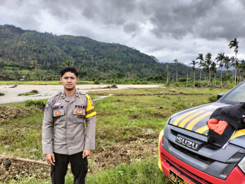 Polsek Rimbo Pengadang Cek Luapan Air Ketahun