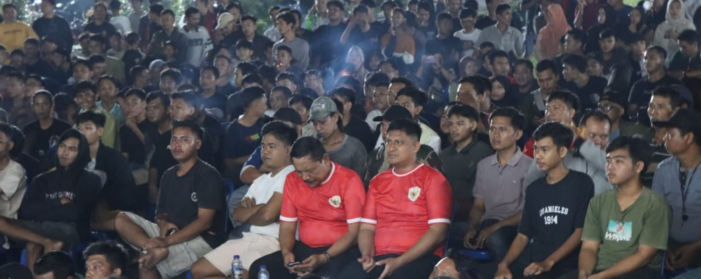 Polres Bengkulu Utara Bersama Forkopimda Bengkulu Utara dan Polsek Jajaran Serempak Gelar Nobar Indonesia Vs Uzbekistan AFC U23