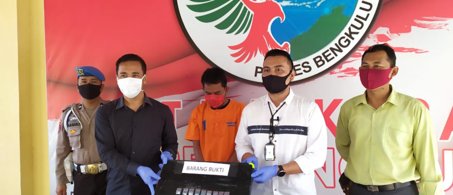 Sat Res Narkoba Polres Bengkulu saat menggelar press rilis hasil tangkapan