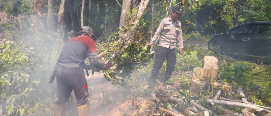 Temukan Titik Api, Personel Polsek Lais Bantu Padamkan