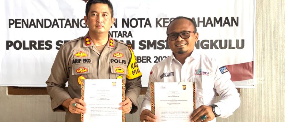 Sinergi Ciptakan Pemilu Damai, Polres Seluma dan SMSI Teken MoU 