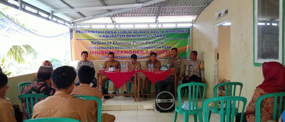 Dihadiri Bhabinkamtibmas, Lubuk Mumpo Gelar Musrenbangdes 2025 dan Penetapan RKPDES 2024