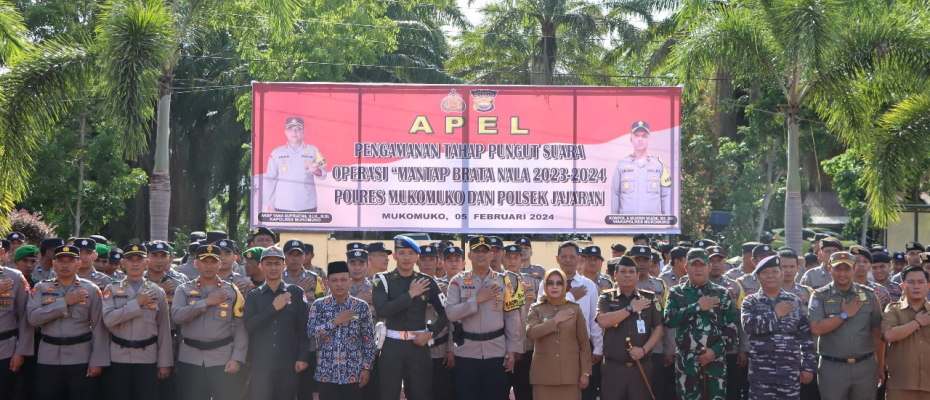 Polres Mukomuko Gelar Pelaksanaan Apel Tahap Pungut Suara “Mantab Brata Nala 2023-2024” 