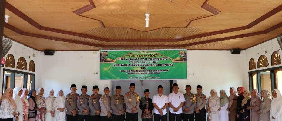Tanamkan Wujudkan Polri Presisi Siap Kawal Pemilu, Polres Mukomuko Gelar Peringatan Isra Mikraj 