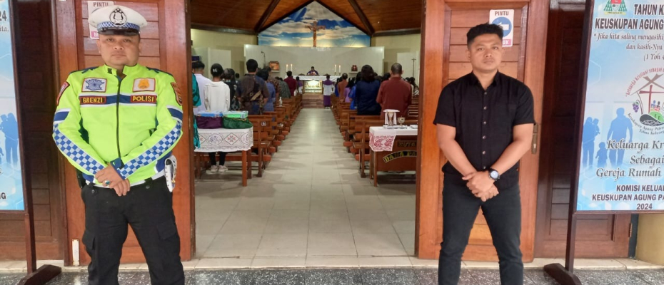 Pastikan Ibadah Berjalan Aman, Polres Rejang Lebong Laksankan Pengamanan Ibadah Minggu di Gereja 