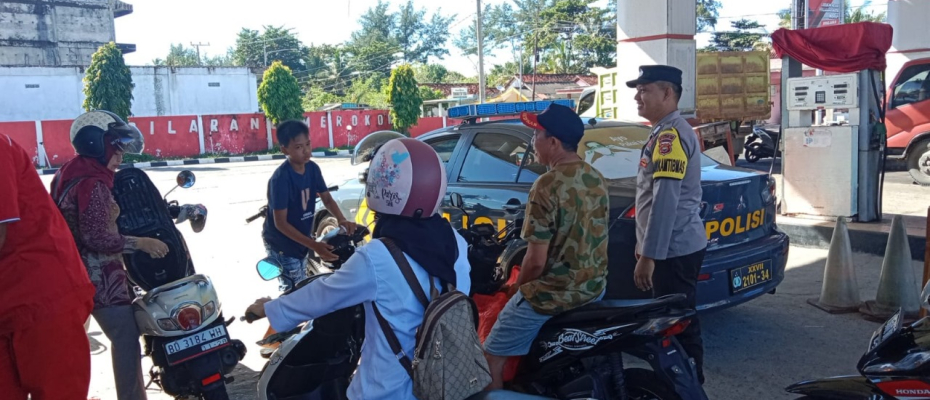 Patroli di SPBU, Personel Polsek Kaur Selatan Sampaikan Imbauan Kamtibmas 
