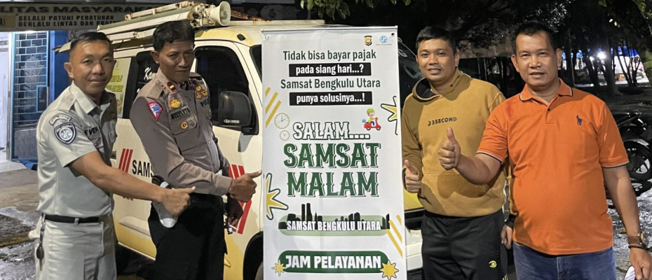 Jasa Raharja Bersama Samsat Bengkulu Utara Lakukan Pelayanan Keliling Malam Hari